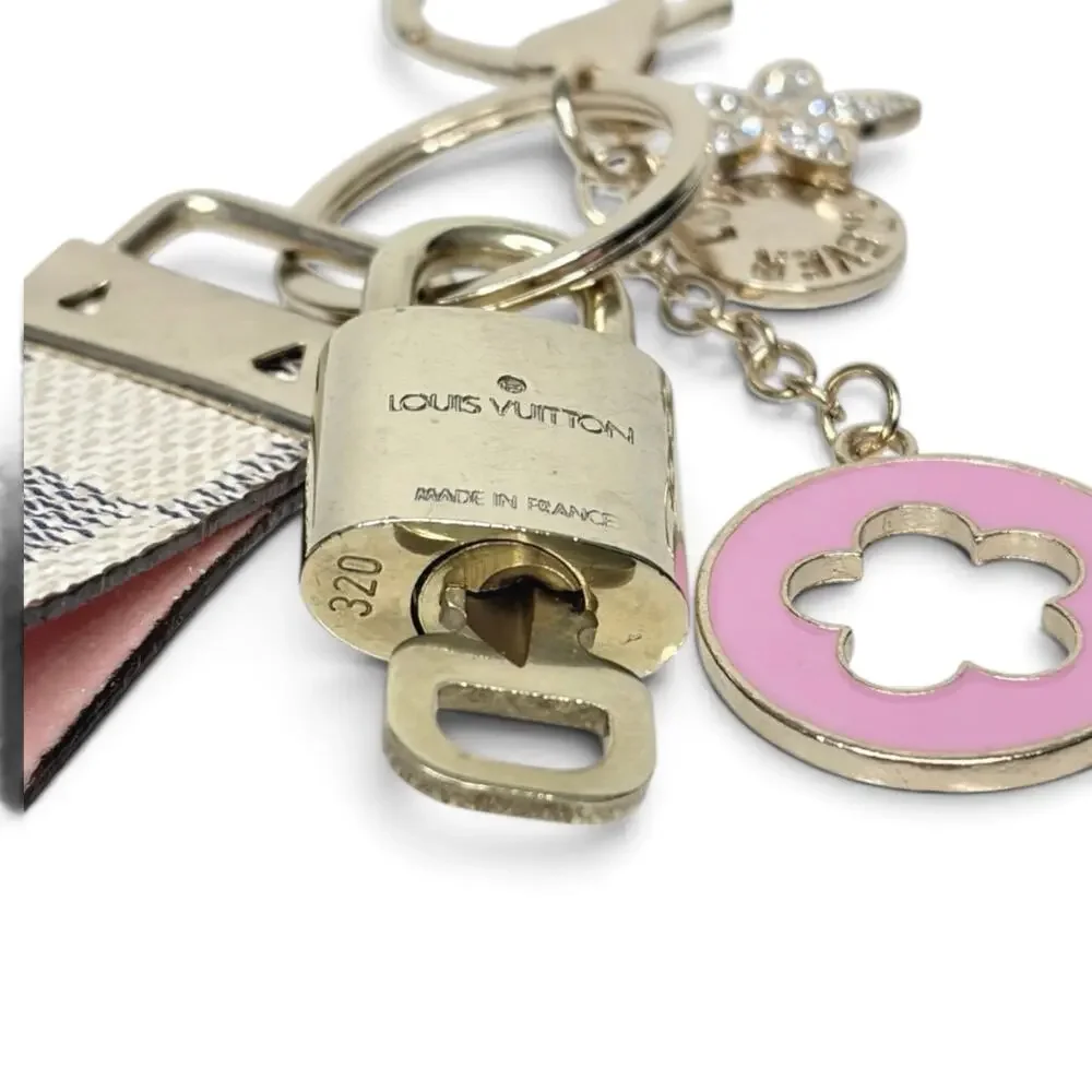 Louis Vuitton Lock & Key Set #320 with Handmade Damier Loop Keychain & Charms